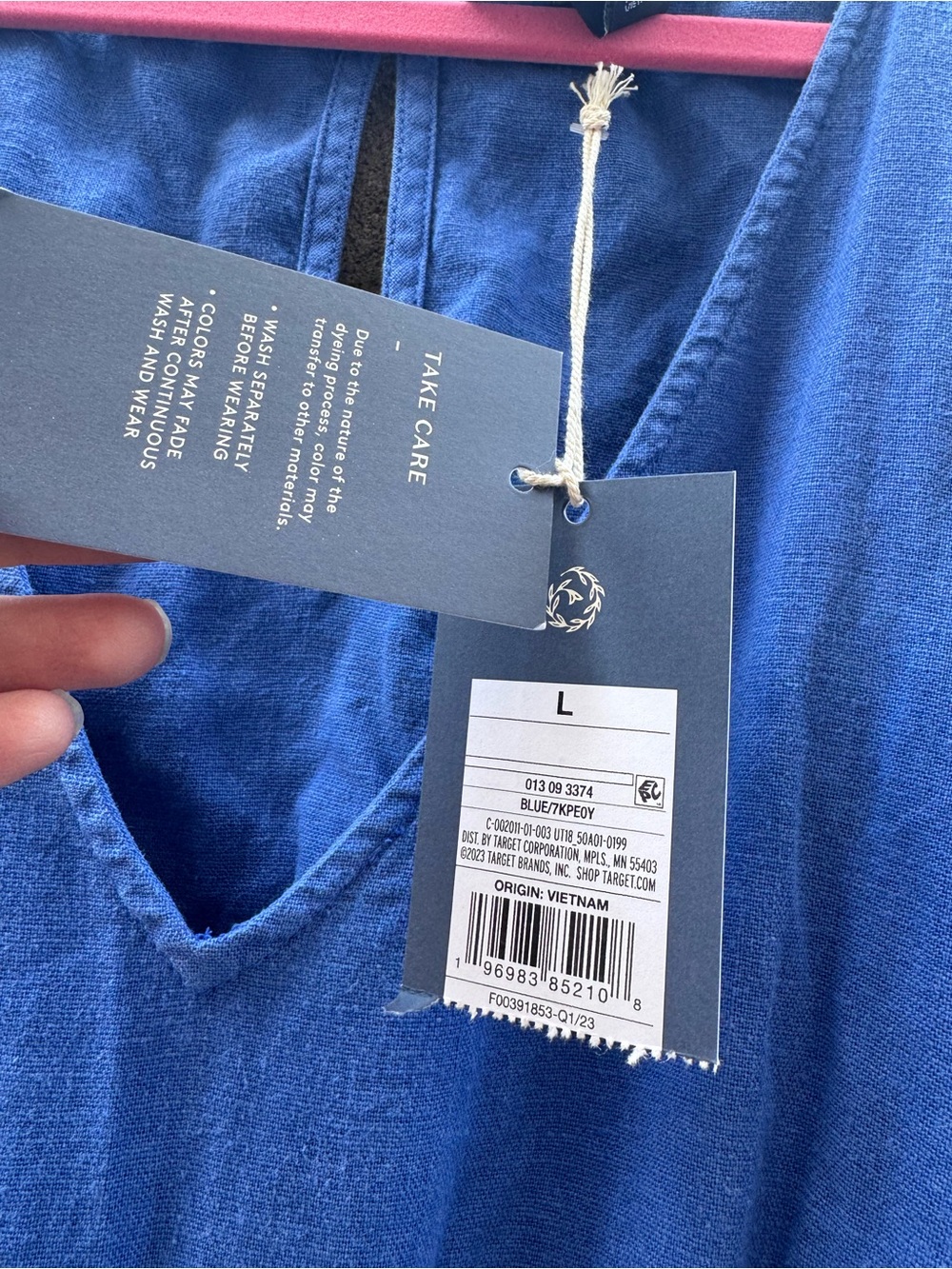 NWT Universal Thread Blue Linen Blend Open Back Jumpsuit Large - Picture 6 of 13